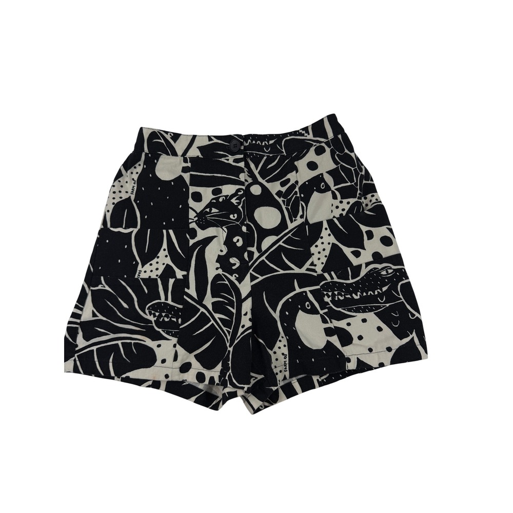 Farm Rio Black & White Shorts Botanical Pattern /Small